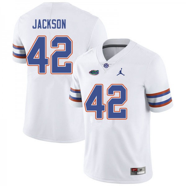 Jordan Brand Men #42 Jaylin Jackson Florida Gators College Football Jerseys White